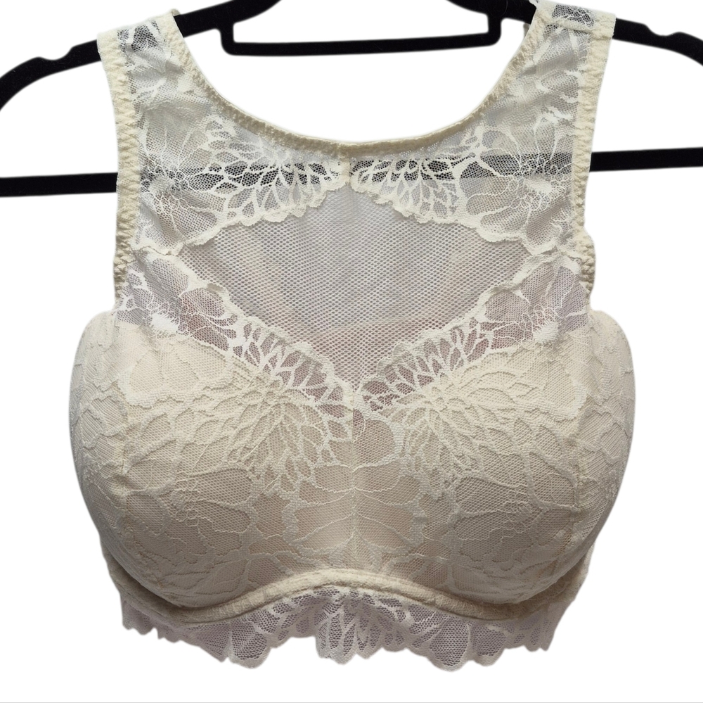 Victoria's Secret PINK Lace Top Women's Size Large DD Cream